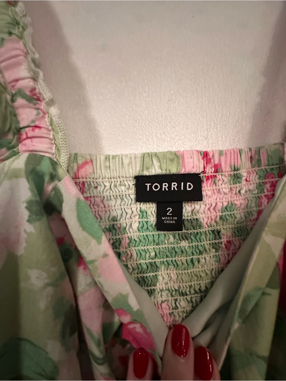 Torrid Pink & Green Floral Sundress - Picture 3 of 3